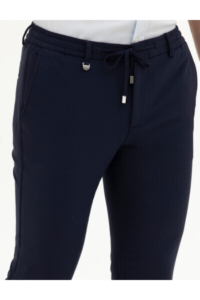 Navy Fabric Pants - 5