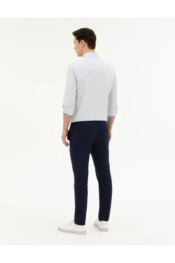 Navy Fabric Pants - 11