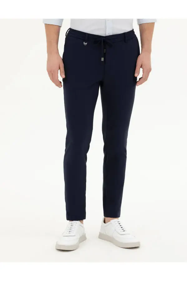 Navy Fabric Pants - 2