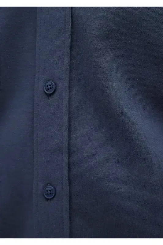 Navy Knitted Shirt Slim Fit 0211110- - 6