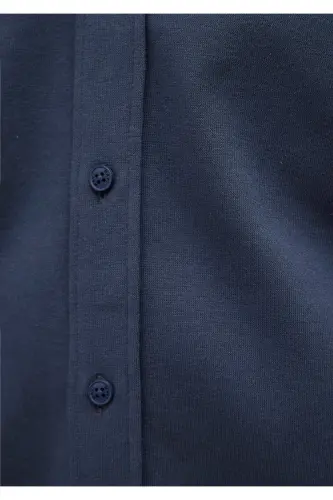 Navy Knitted Shirt Slim Fit 0211110- - 6