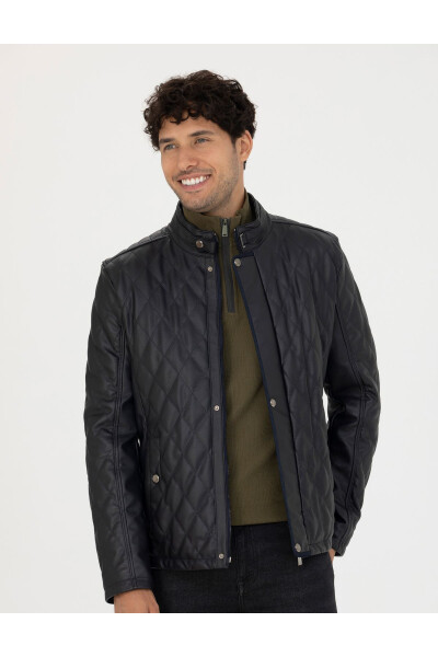 Navy Leather Jacket 50280282-200 - 8