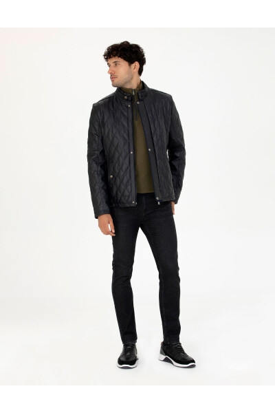 Navy Leather Jacket 50280282-200 - 11