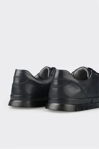 Navy Leather Men's Casual Shoe-Navy - 5