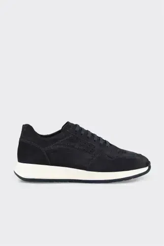 Navy Leather Men's Sneaker - 1