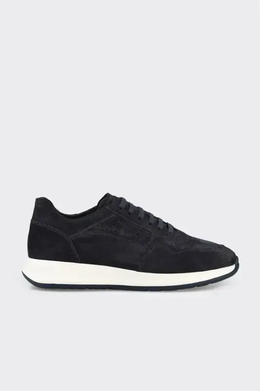 Navy Leather Men's Sneaker - 1