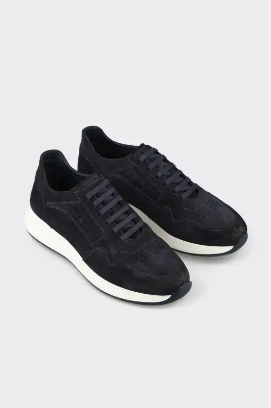 Navy Leather Men's Sneaker - 2