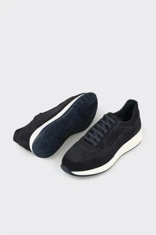 Navy Leather Men's Sneaker - 3