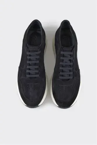 Navy Leather Men's Sneaker - 4