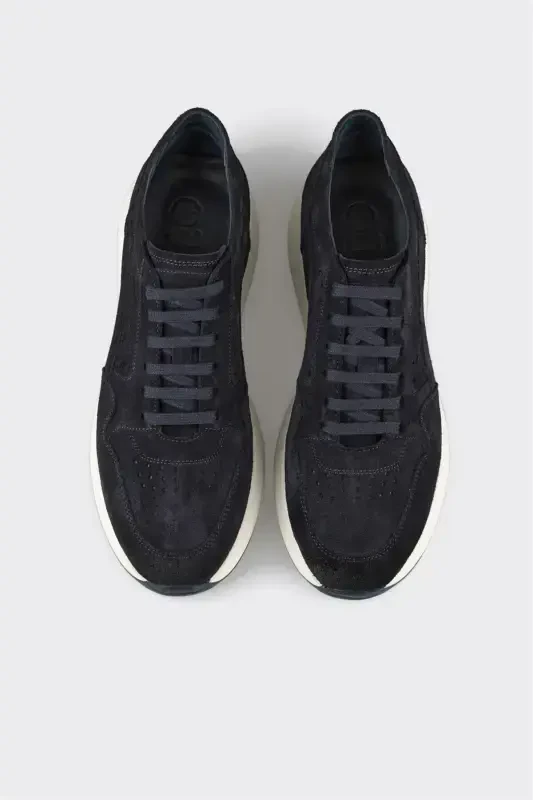 Navy Leather Men's Sneaker - 4