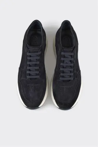 Navy Leather Men's Sneaker - 4