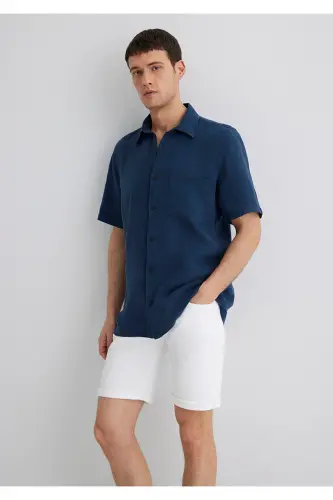 Navy Linen Shirt Regular Fit / Normal Cut 0 - MAVI (1)