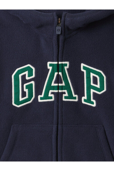 Navy logo zippered fleece sweatshirt - 1