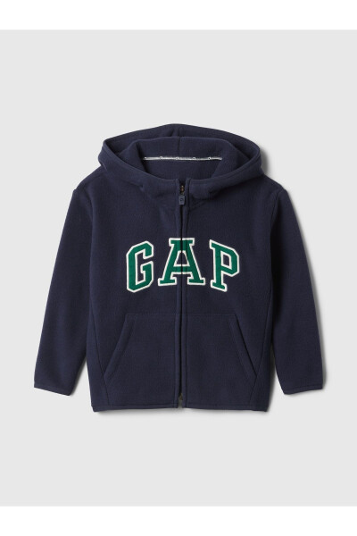 Navy logo zippered fleece sweatshirt - 2