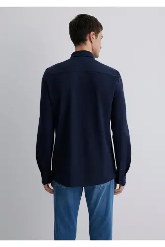 Navy Lyocell Shirt Slim Fit / Slim Fit 02115 - 4