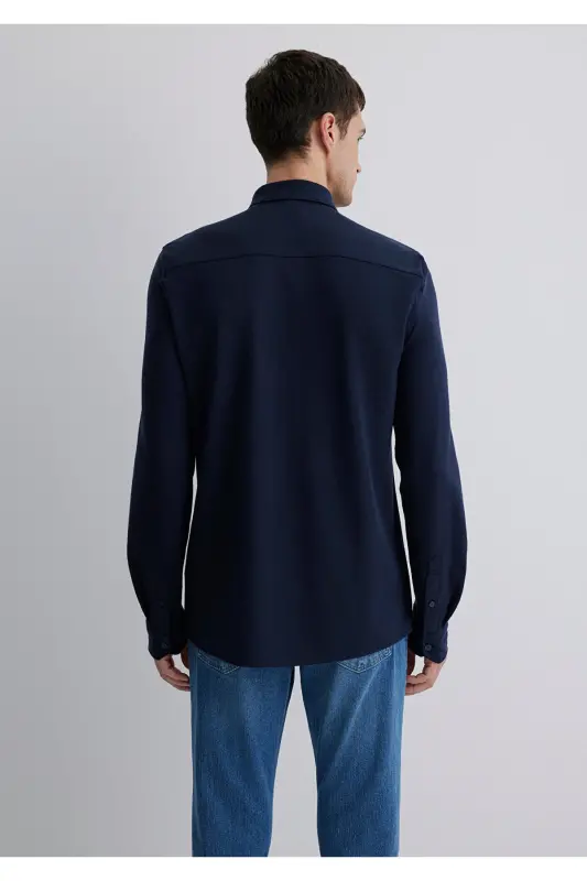 Navy Lyocell Shirt Slim Fit / Slim Fit 02115 - 4