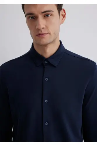 Navy Lyocell Shirt Slim Fit / Slim Fit 02115 - 5