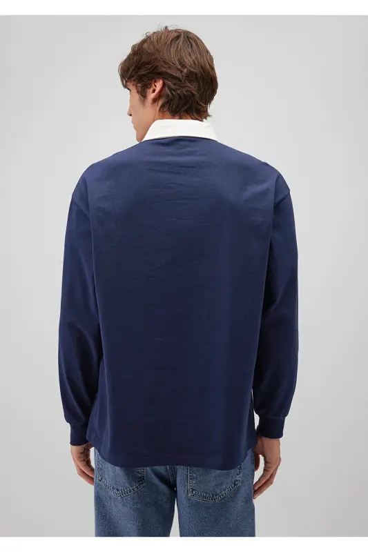 Navy polo sweatshirt with logo print. 0s10172-70497 - 5
