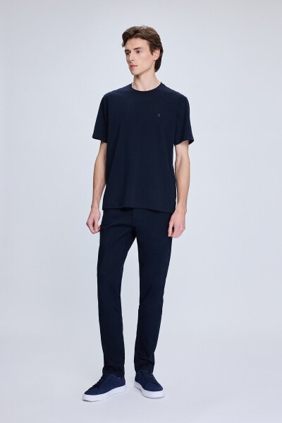 Navy Regular Fit Crew Neck Cotton Knit T-Shirt - 2