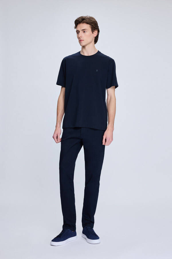 Navy Regular Fit Crew Neck Cotton Knit T-Shirt - 2