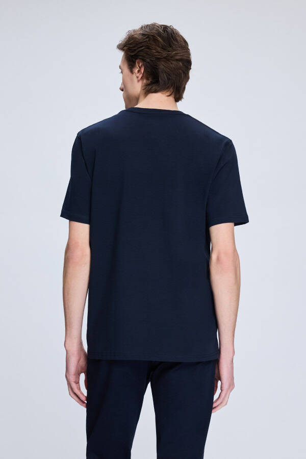 Navy Regular Fit Crew Neck Cotton Knit T-Shirt - 5