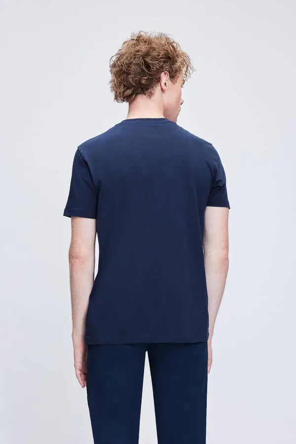 Navy Regular Fit Crew Neck Cotton T-shirt - 5