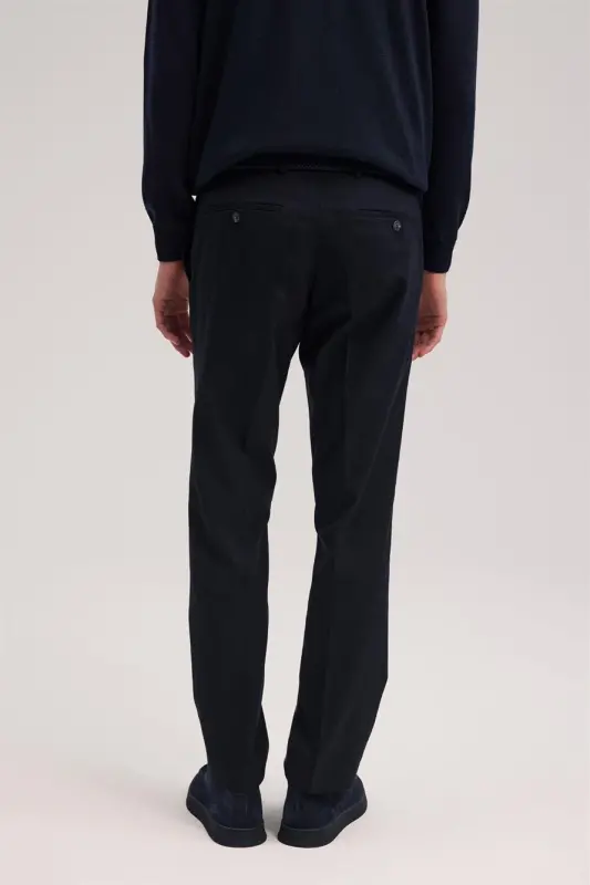 Navy Regular Fit Fabric Trousers - 4