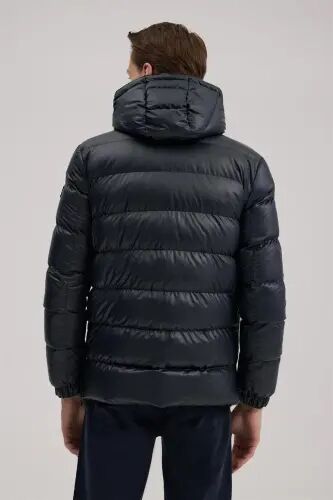 Navy Regular Fit Hooded Padded Winter Coat - 4