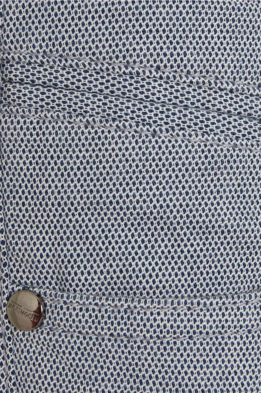 Navy Regular Fit Patterned Cotton 5 Pocket Canvas - 3