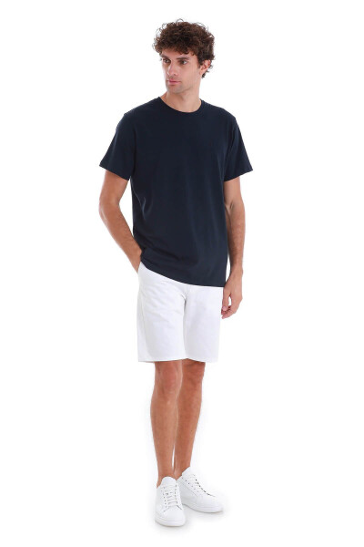 Navy Regular Fit Plain Cotton Crew Neck Knit - 2
