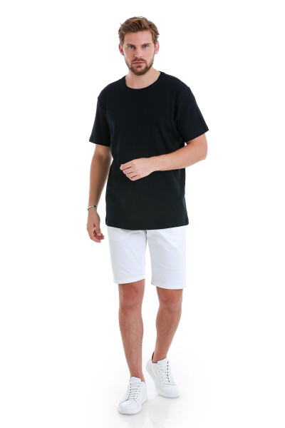 Navy Regular Fit Plain Crew Neck Linen T-Shirt - 2