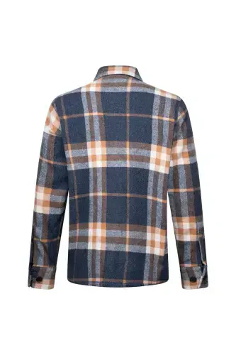 Navy Regular Fit Shacket Long Sleeve Cotton Square - 2