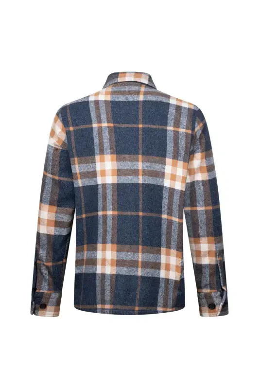 Navy Regular Fit Shacket Long Sleeve Cotton Square - 2