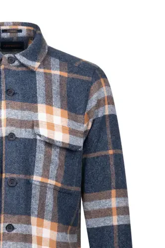 Navy Regular Fit Shacket Long Sleeve Cotton Square - 3