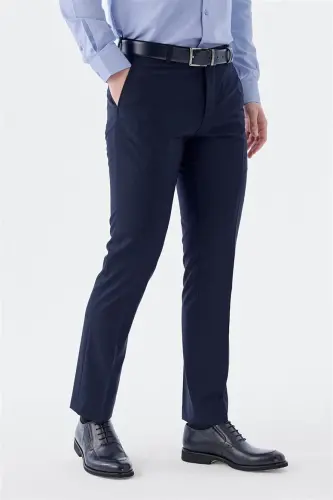 Navy Regular Fit Side Pocket Fabric Trousers - JAKAMEN (1)