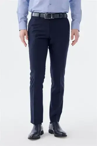 Navy Regular Fit Side Pocket Fabric Trousers - 3