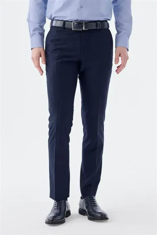Navy Regular Fit Side Pocket Fabric Trousers - 3