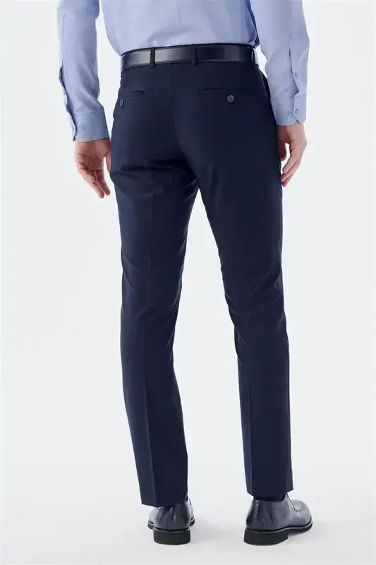 Navy Regular Fit Side Pocket Fabric Trousers - 4