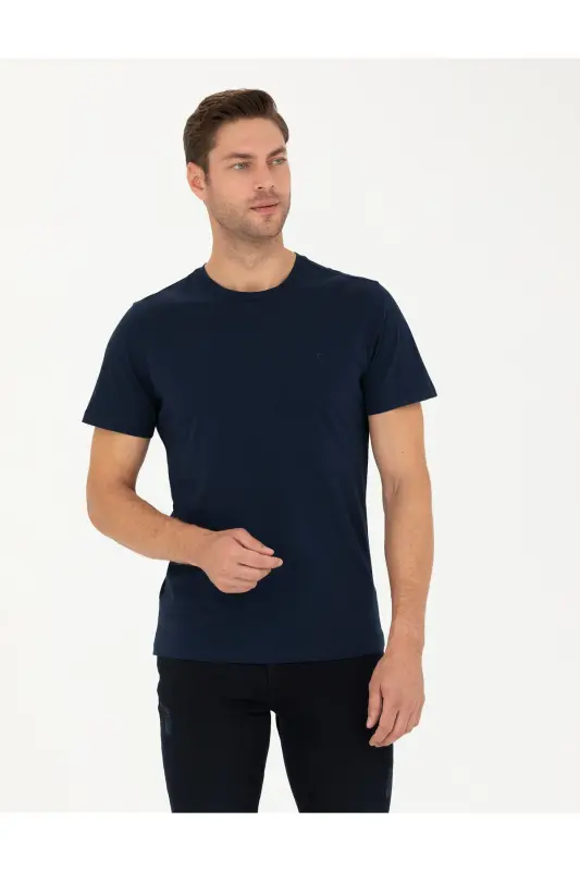 Navy Slim Fit Basic T-Shirt 50289335-VR033-164809 - PIERRE CARDIN