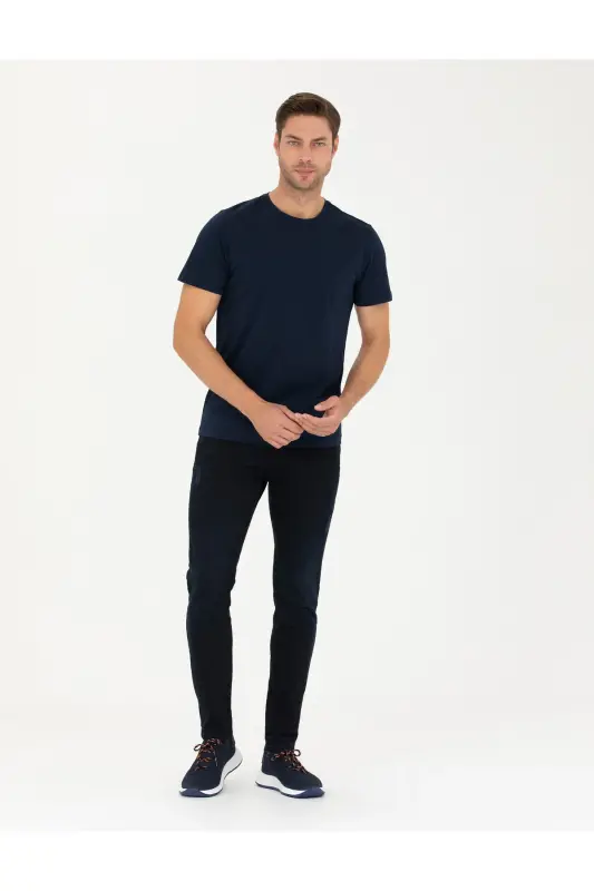 Navy Slim Fit Basic T-Shirt 50289335-VR033-164809 - 4