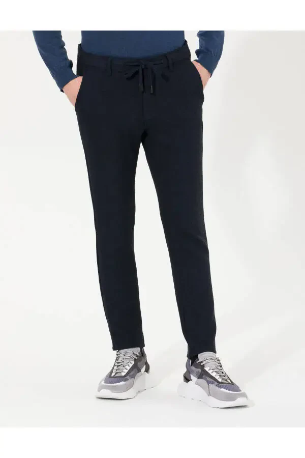 Navy Slim Fit Canvas Pants - 9