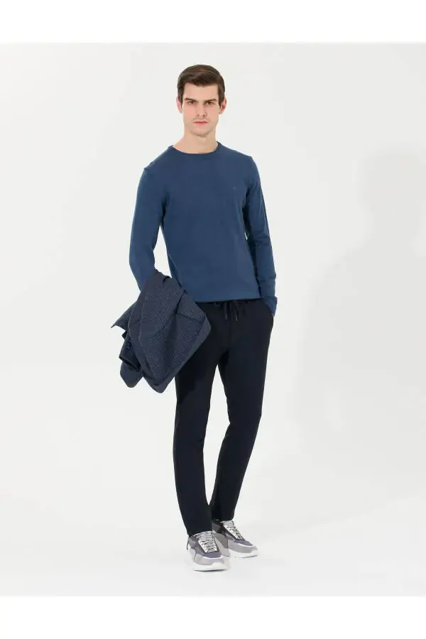 Navy Slim Fit Canvas Pants - 10