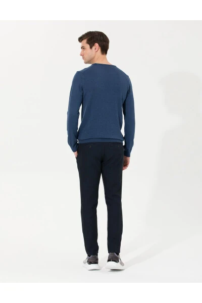 Navy Slim Fit Canvas Pants - 11