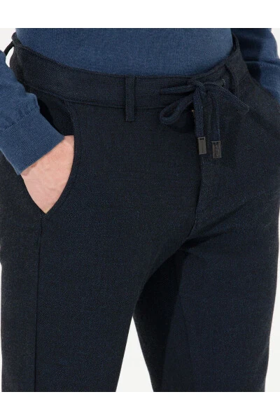 Navy Slim Fit Canvas Pants - 13