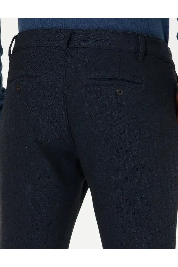 Navy Slim Fit Canvas Pants - 14