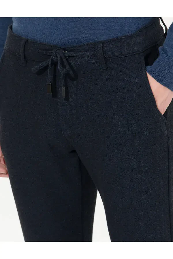 Navy Slim Fit Canvas Pants - 5