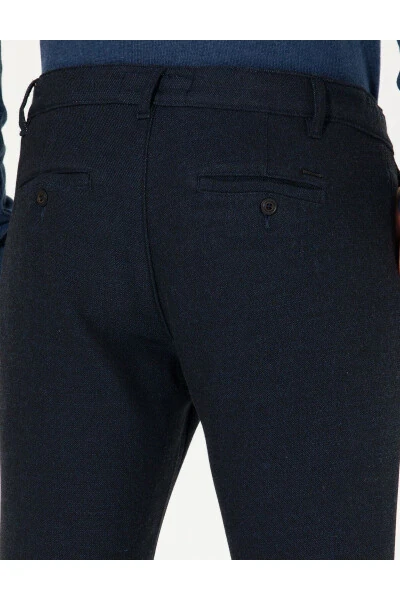 Navy Slim Fit Canvas Pants - 7