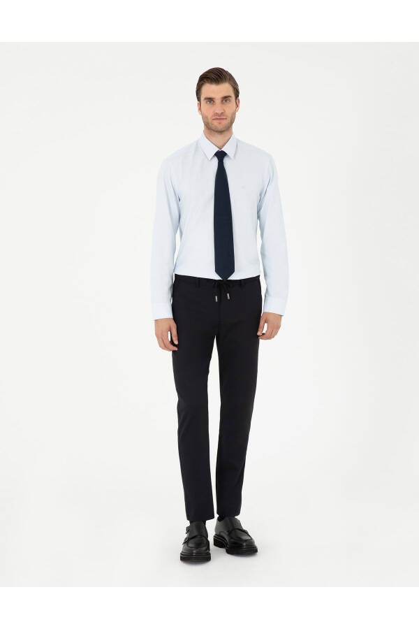 Navy Slim Fit Canvas Pants - 1