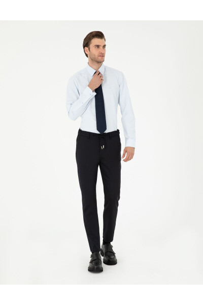 Navy Slim Fit Canvas Pants - 3