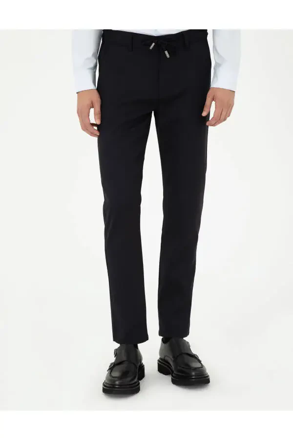 Navy Slim Fit Canvas Pants - 2